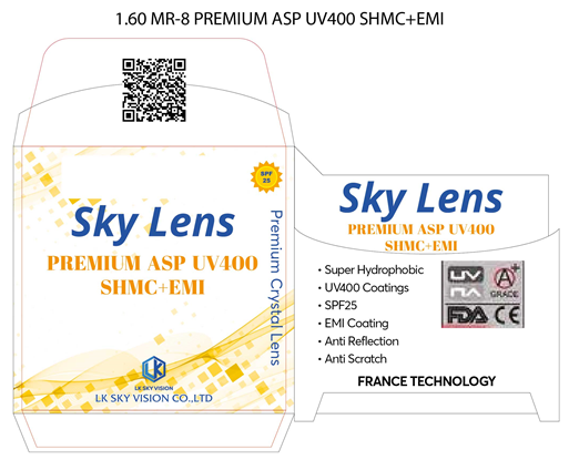 1.60 MR-8 PREMIUM ASP UV400 SHMC+EMI